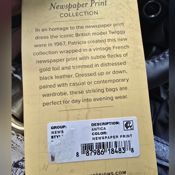 Patricia Nash Newspaper Print Collection Crossbody Bag NWT - Picture 6 of 6